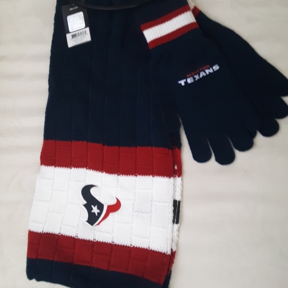 TEXANS NFL Football Sports HOUSTON TEXAS Scarf & Gloves Gift Set NEW